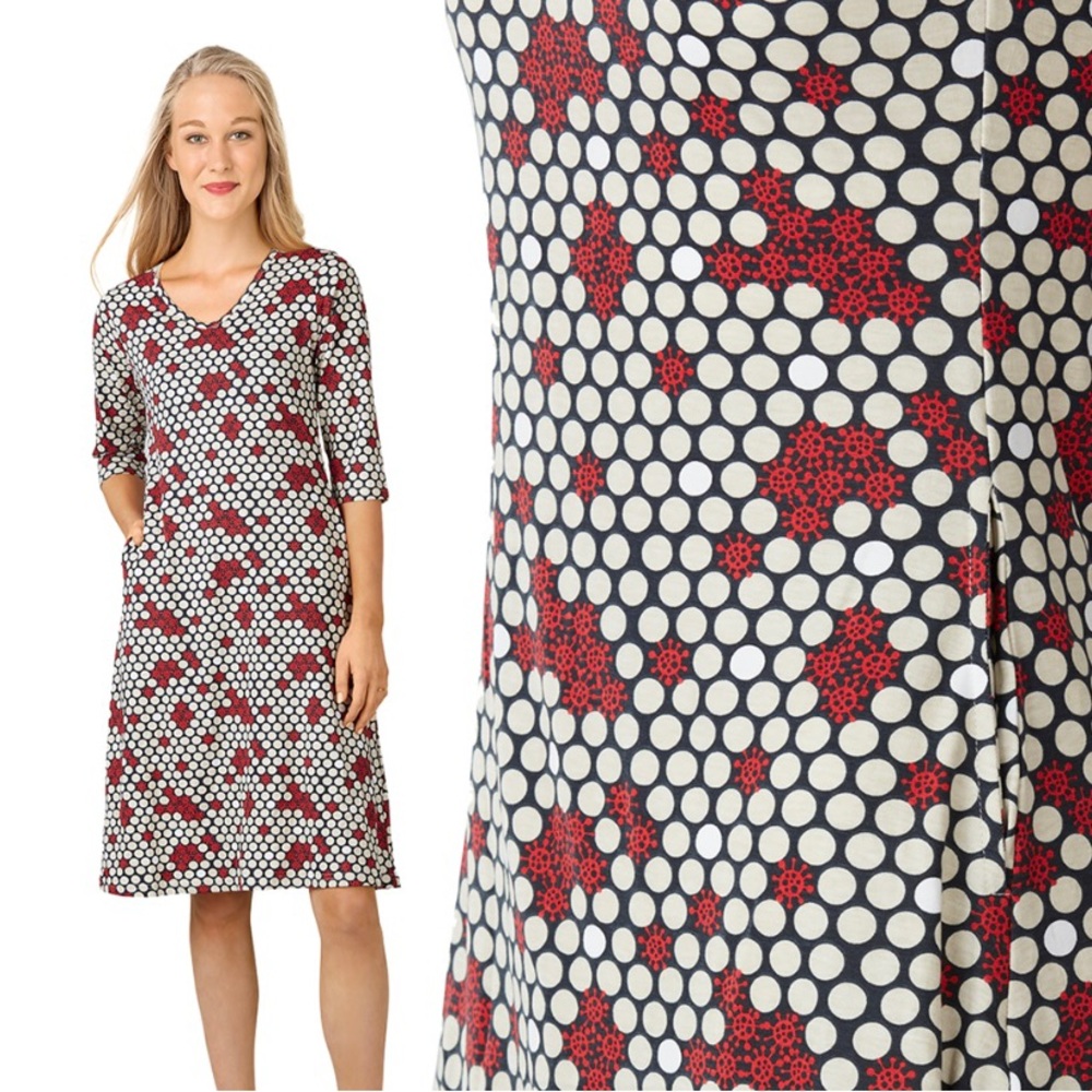 Svaha Herd Immunity Vaccine Dress 4X Black White Red Organic Cotton Pockets